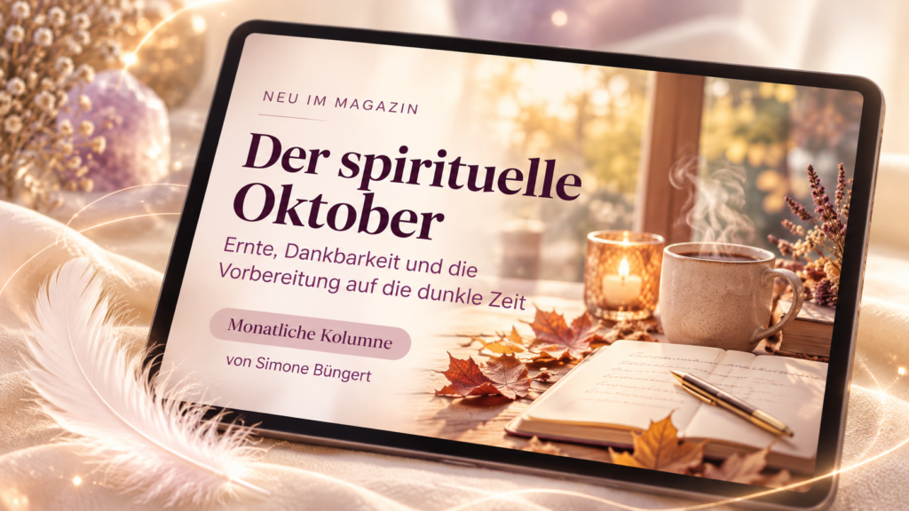 Editoriales LuniNora-Magazinmotiv mit spiritueller Oktober-Kolumne von Simone Büngert